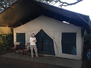 Lemala Tented Camp, on the rim of Ngorongoro Crater, was pleasantly utilitarian.  We were not allowed to leave our tent at night without being accompanied by a Maasai guard.
