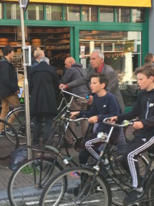 Amsterdam streets can be busy, but bikes take very little road space compared to cars.